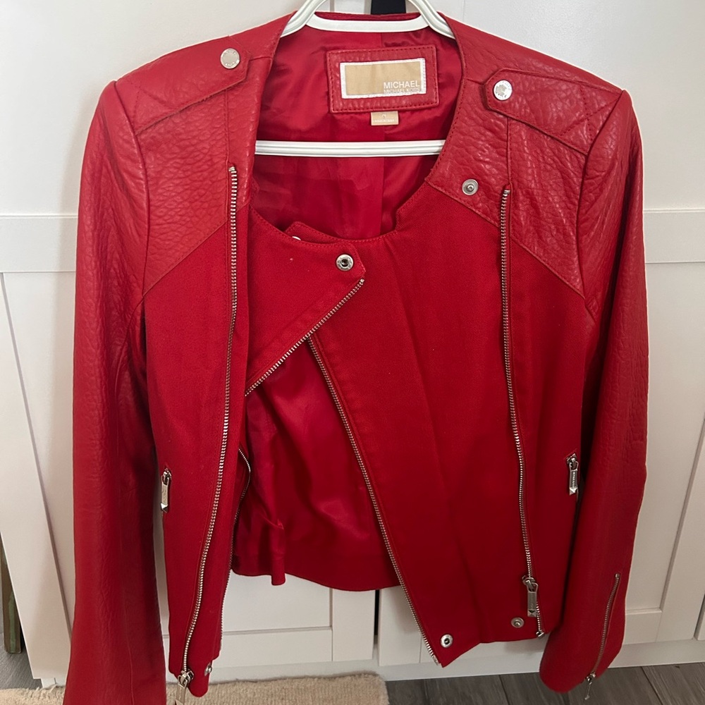 Michael Kors Women's Red Leather Jacket